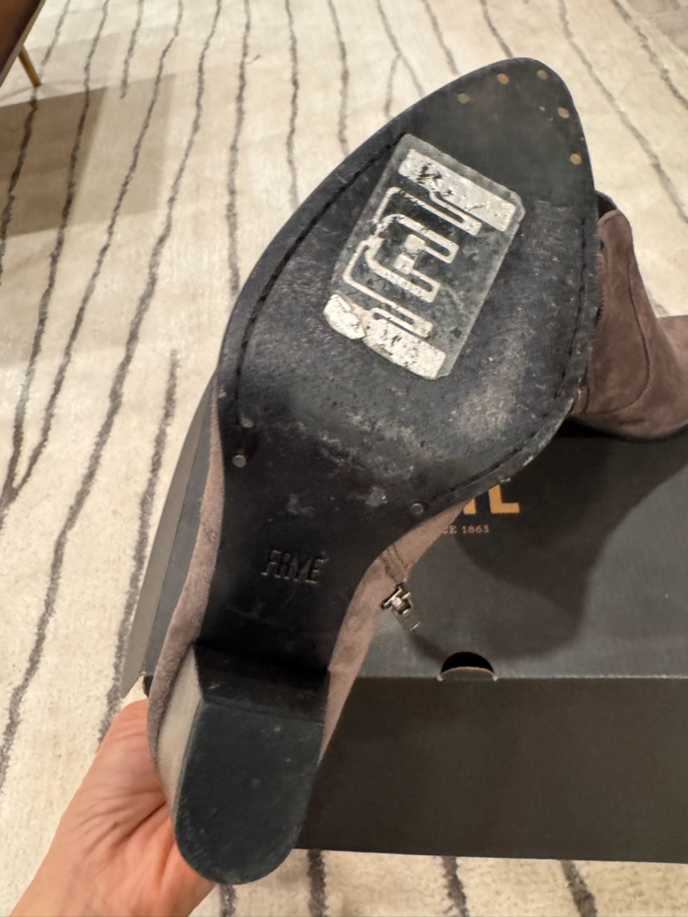 Frye Gray Suede Ankle Booties with Side Zipper - Picture 4 of 7